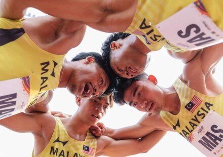 Ilustrasi kuartet 4x100m untuk artikel Kuartet 4x100m MSN: Pertanda Rekor Nasional Bakal Pecah