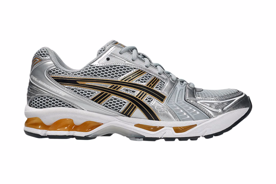 Ilustrasi gel-kayano 14 untuk artikel ASICS GEL-Kayano 14 Hadir dengan Sentuhan Silver/Gold